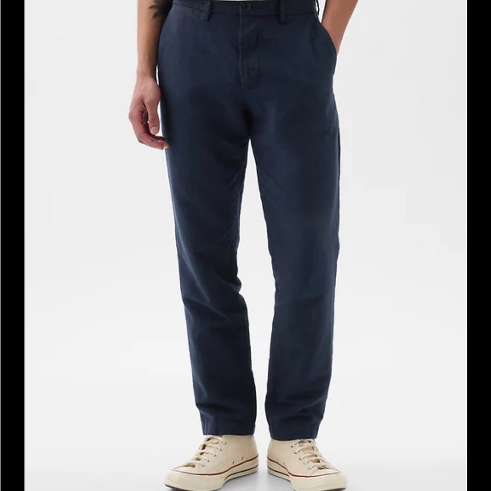 GAP Linen-Cotton Trousers in Slim Fit Navy Mens 28 X 30